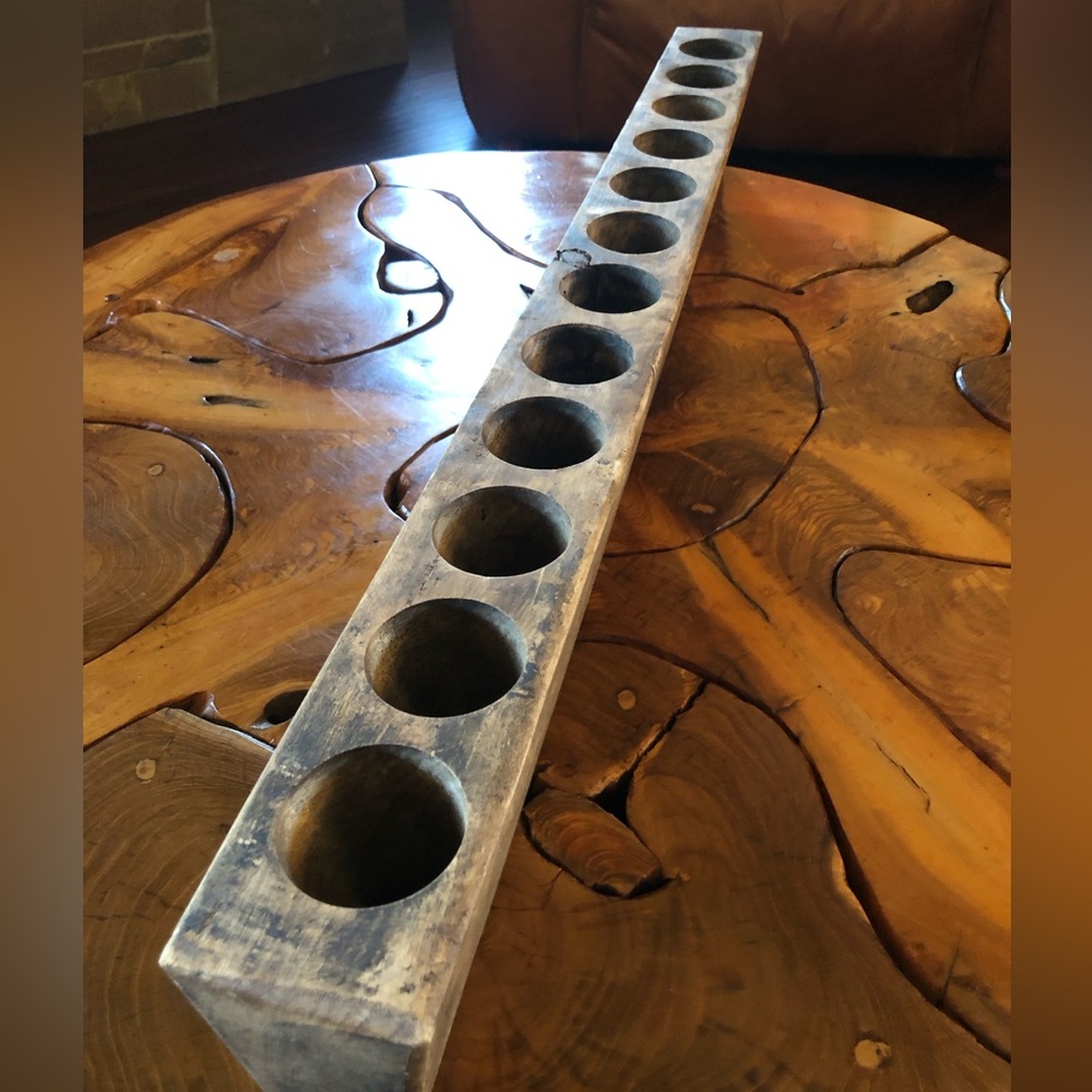 Rustic Crate & Barrel Large Wooden 12 Piece Sugar Mold Candle Holder